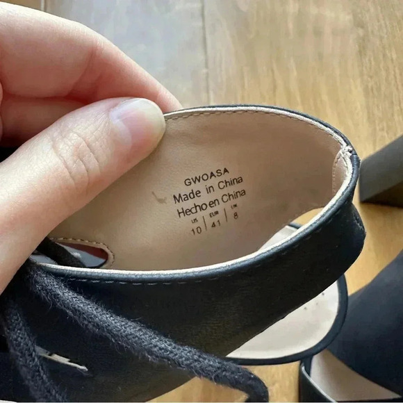 Mix No. 6 Black Lace Up Block Heels, Cocktail Party Sandal Heels, Size 10 - Picture 8 of 13